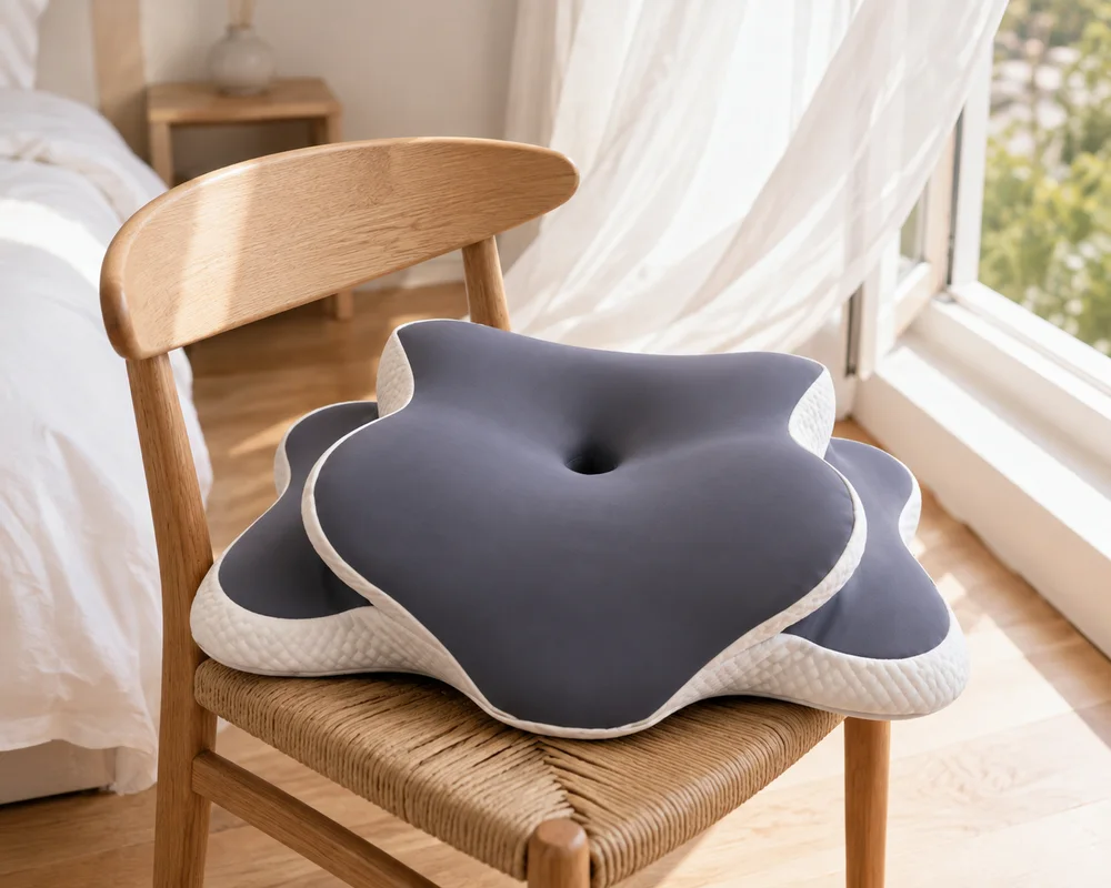 Le noyau de mousse pose sur une chaise pres d'une fenetre ouverte, pour aerer