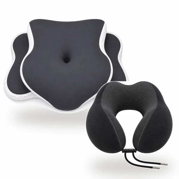 1 oreiller cervical + 1 coussin de voyage — Masque de sommeil offert