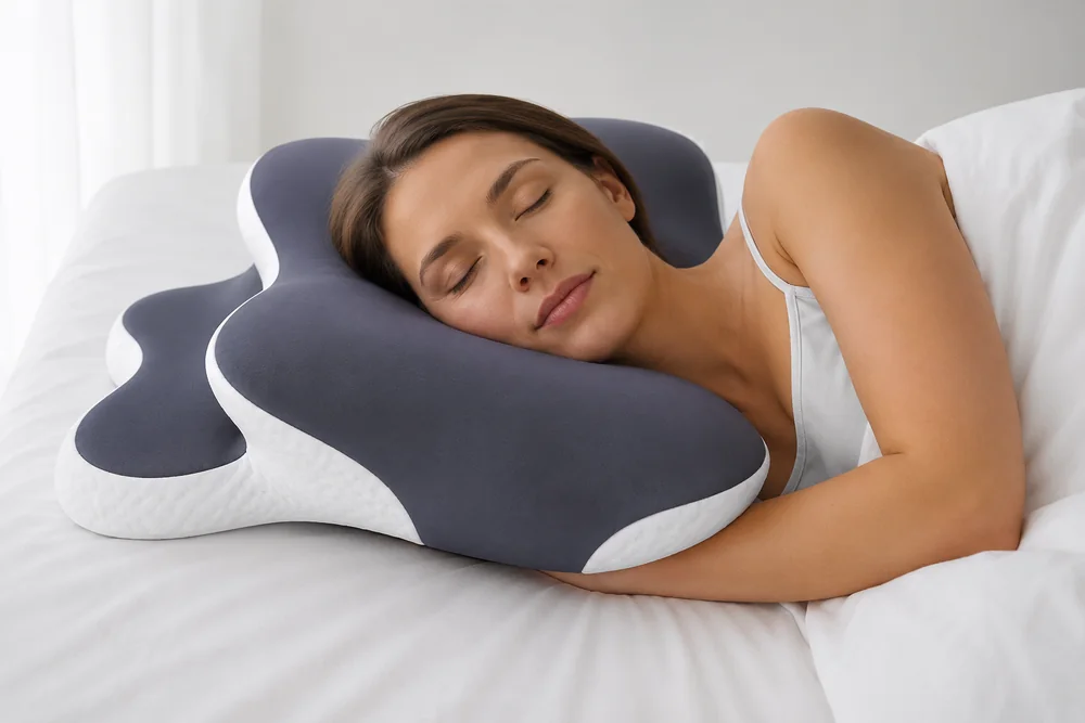 Dormeuse dont la main est glissee sous l'oreiller Cervyne pendant la nuit