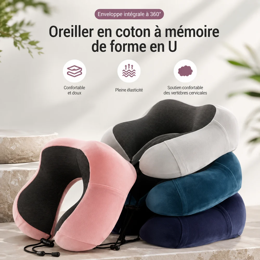 Le coussin de voyage Cervyne en U, décliné en plusieurs coloris