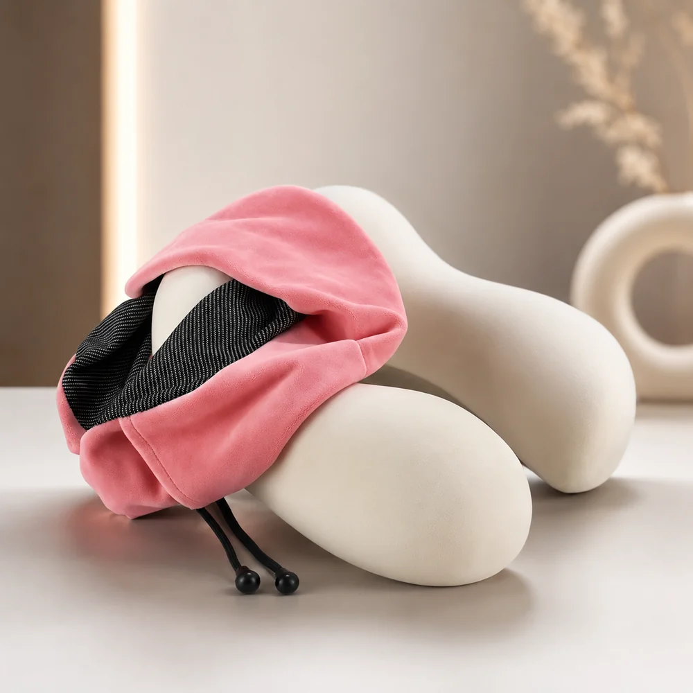 La housse retirable du coussin de voyage Cervyne et son noyau en mousse